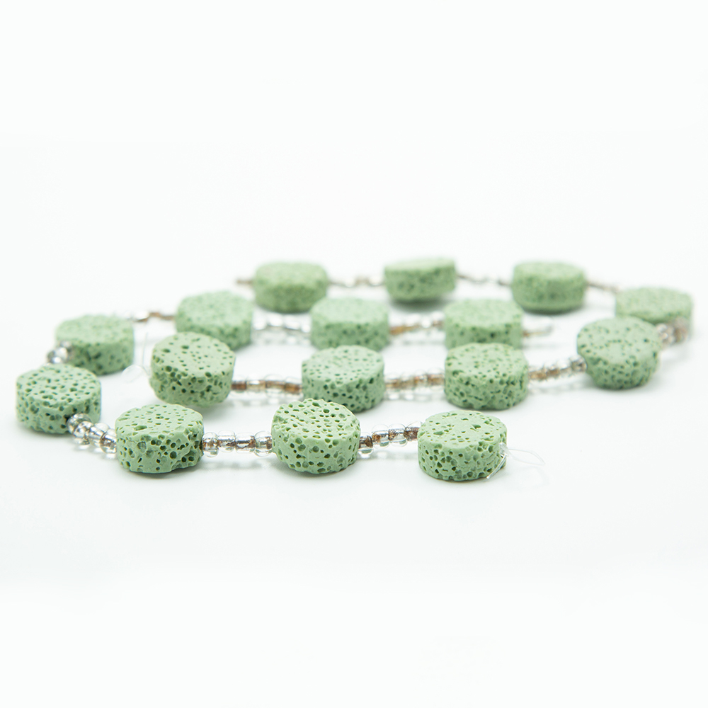 15x8mm Green Lava Lentil Bead