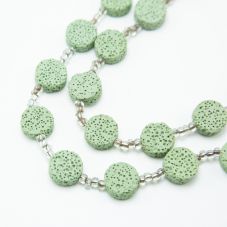 15x8mm Green Lava Lentil Beads