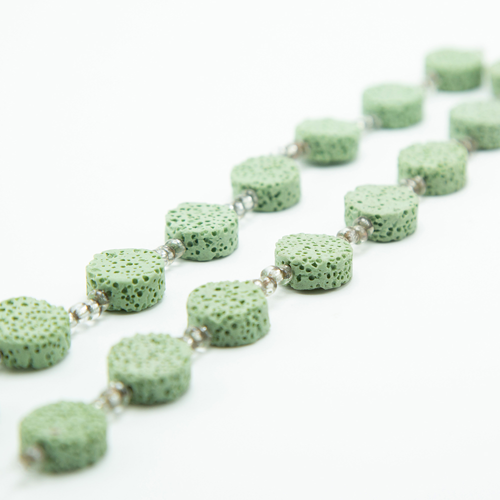 15x8mm Green Lava Lentil Beads