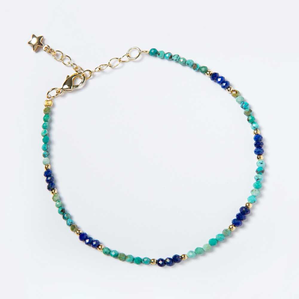 Bestone Hot Sale 2mm Turquoise Lapis Mixed Bracelet Natural Stone Bracelet for Women and Girls