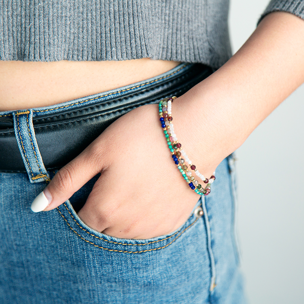 2mm Turquoise Lapis Mixed Bracelet