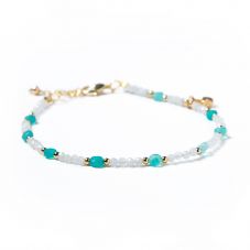 Bestone  2.5mm Moonstone 4mm Amazonite Disks Bracelet