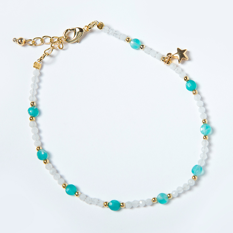 2.5mm Moonstone 4mm Amazonite Disks Bracelet