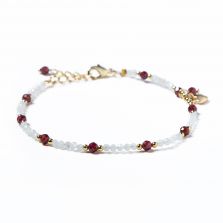2.5mm Moonstone 3mm Garnet Bracelet 2.5mm Moonstone 3mm Garnet Bracelet