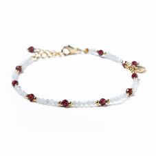 Bestone  2.5mm Moonstone 3mm Garnet Bracelet