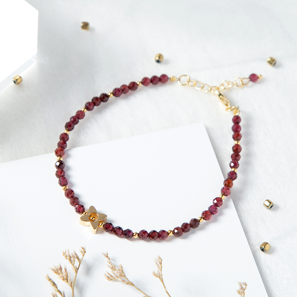 Bestone. 3.5mm Garnet Bracelet for Women and Girls