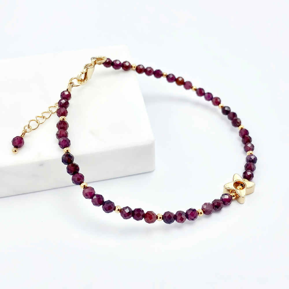 Bestone. 3.5mm Garnet Bracelet for Women and Girls