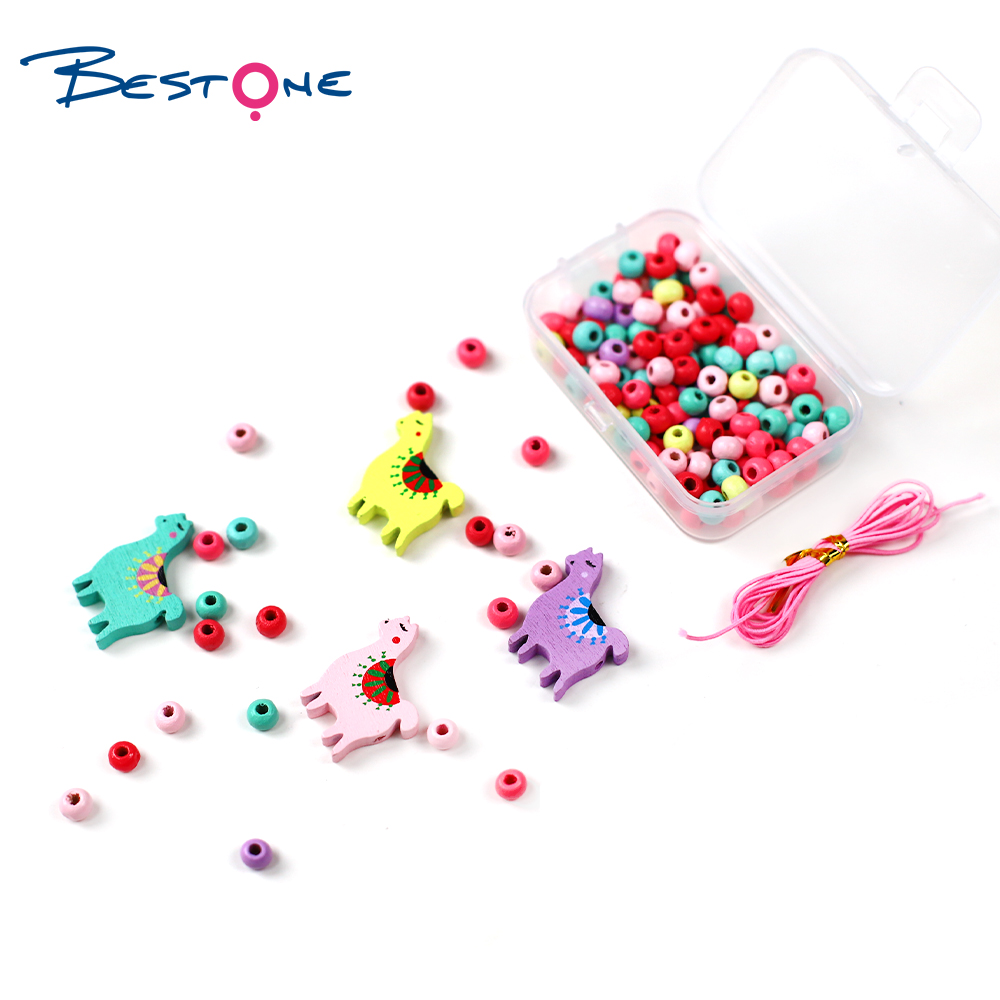 Bestone Hot Selling High Quality DIY Wood Beads Set for Kids Jewelry Making