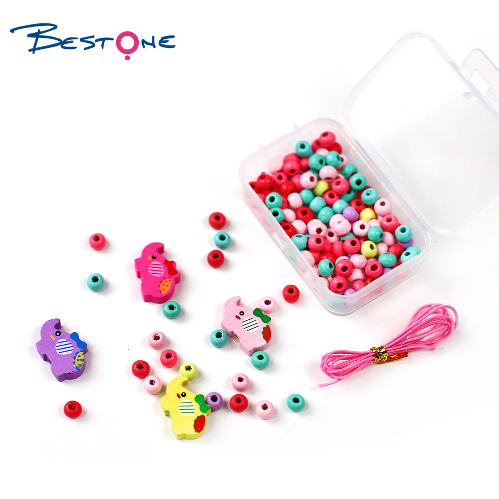 Bestone Hot Selling High Quality DIY Wood Beads Set for Kids Jewelry Making