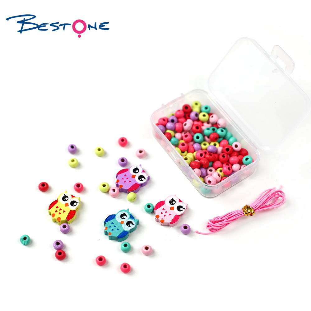 Bestone Hot Selling High Quality DIY Wood Beads Set for Kids Jewelry Making