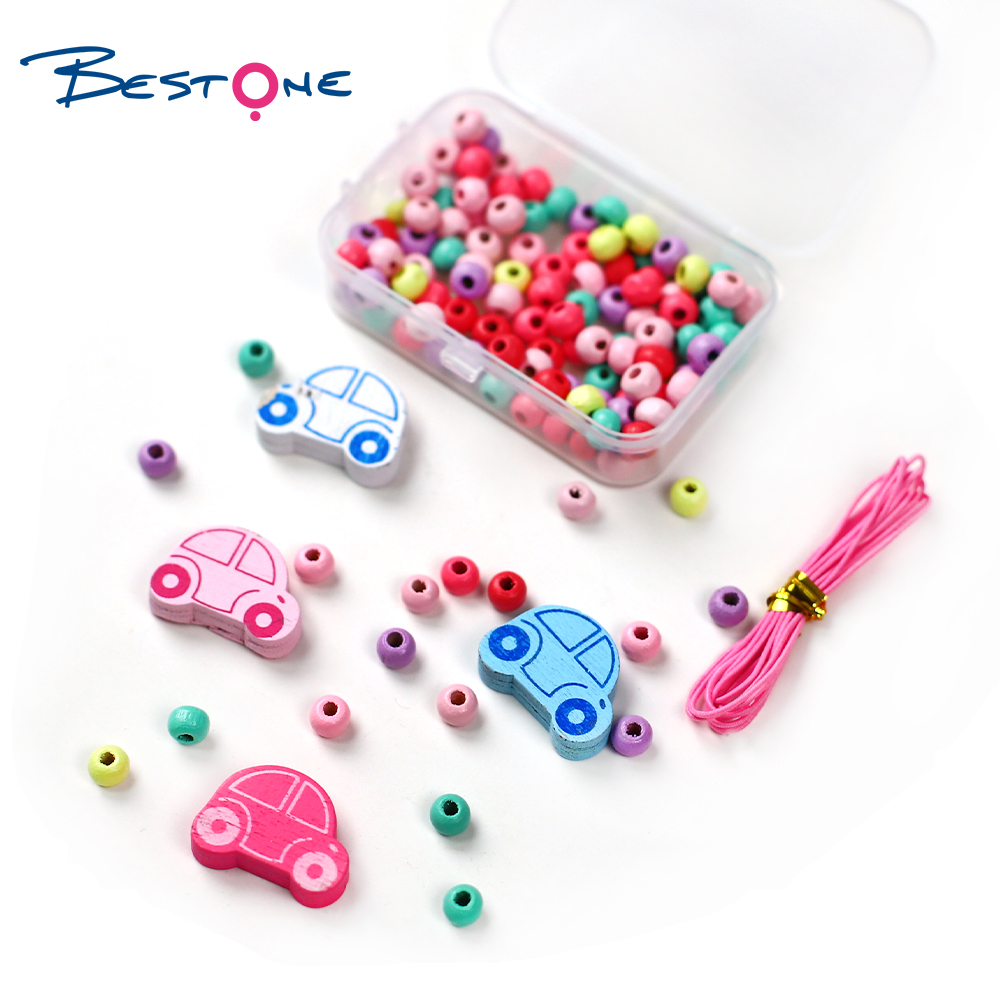 Bestone Hot Selling High Quality DIY Wood Beads Set for Kids Jewelry Making