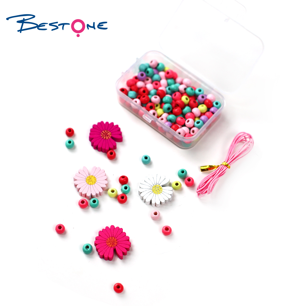 Bestone Hot Selling High Quality DIY Wood Beads Set for Kids Jewelry Making