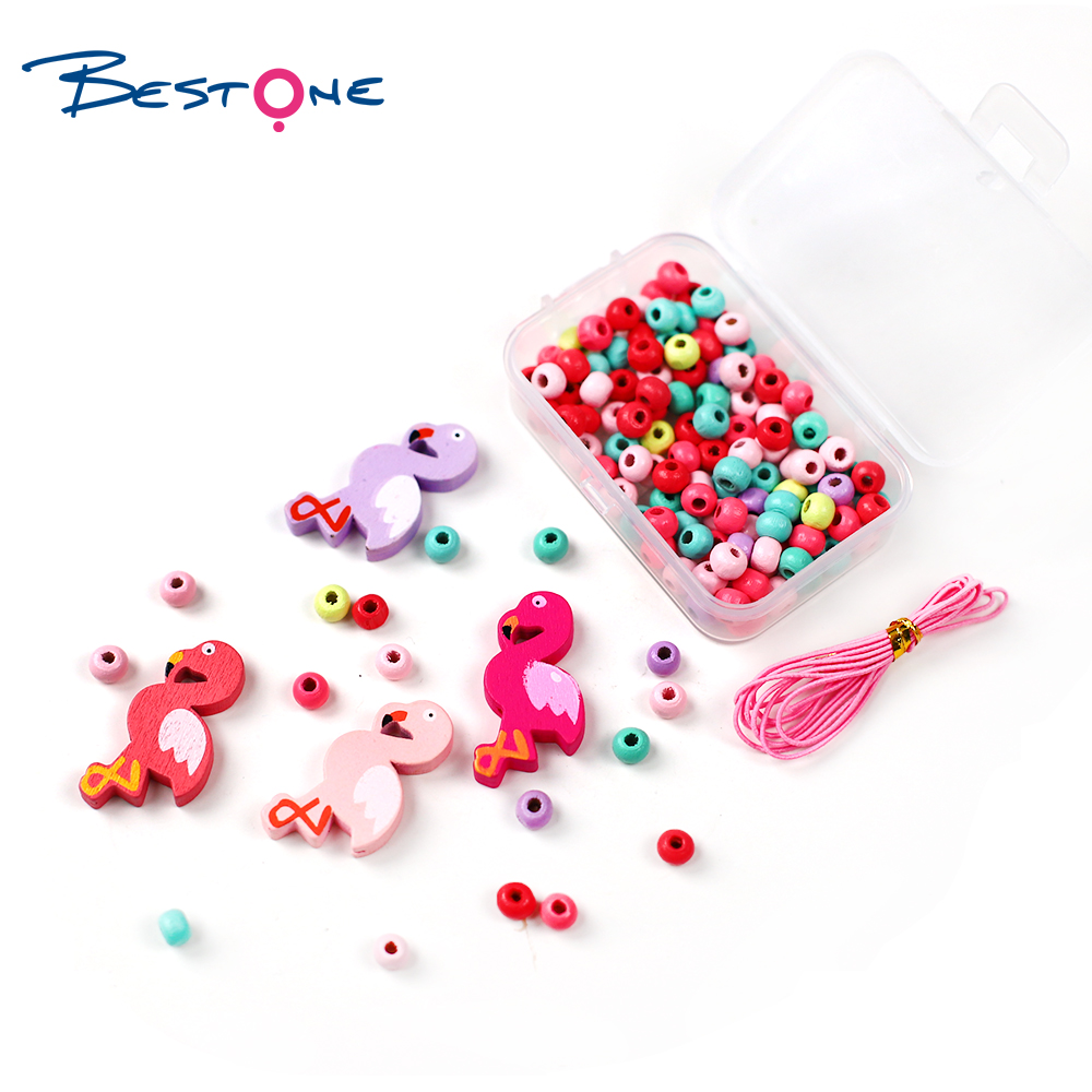 Bestone Hot Selling High Quality DIY Wood Beads Set for Kids Jewelry Making
