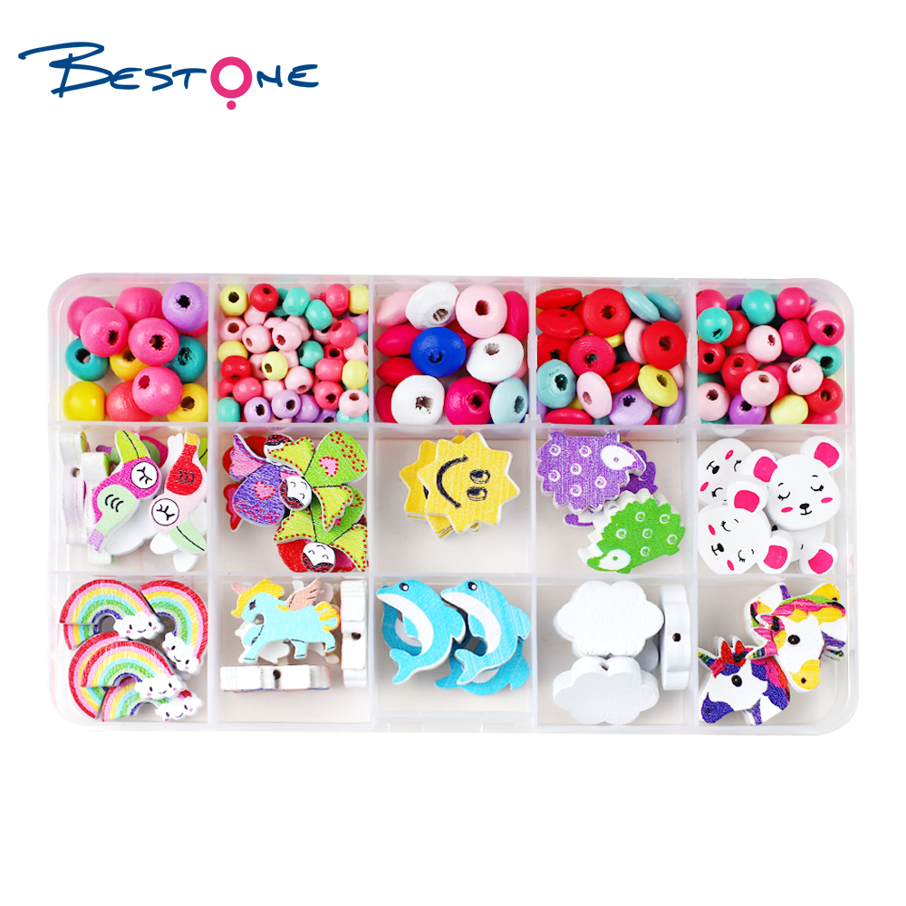 Bestone Customized Multicolor Wood Beads Set for DIY Craft Jewelry Making