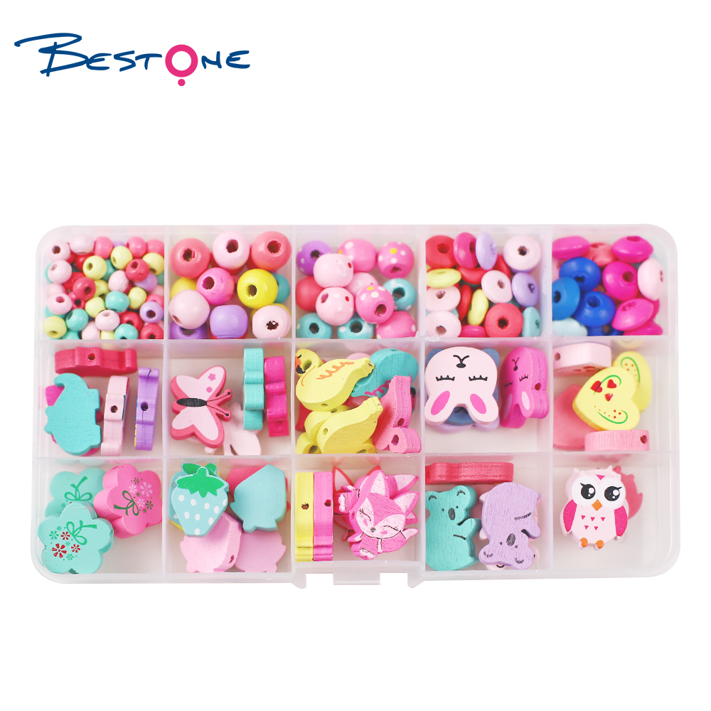 Bestone Customized Multicolor Wood Beads Set for DIY Craft Jewelry Making