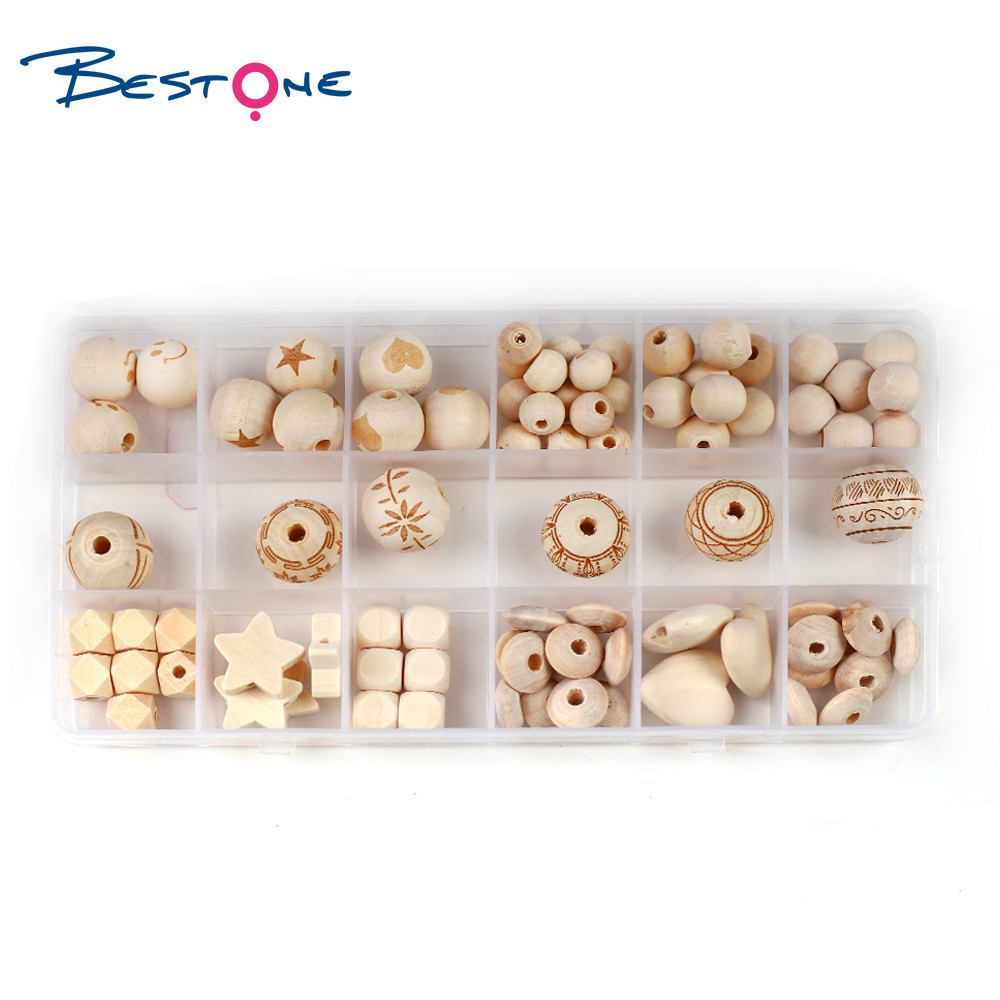 Bestone Customized Multicolor Wood Beads Set for DIY Craft Jewelry Making