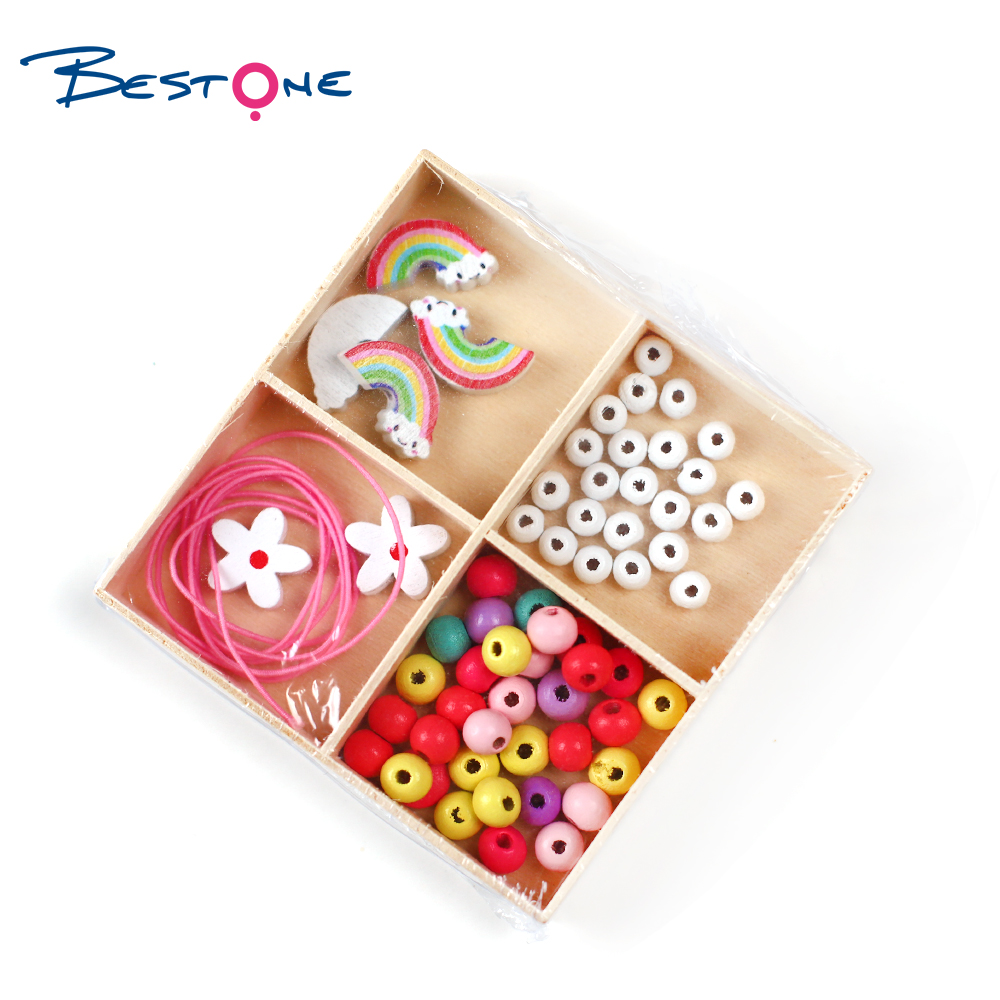 Bestone Wholesale Eco-friendly Handmade DIY Wood Beads Kids Set for Bracelet Making