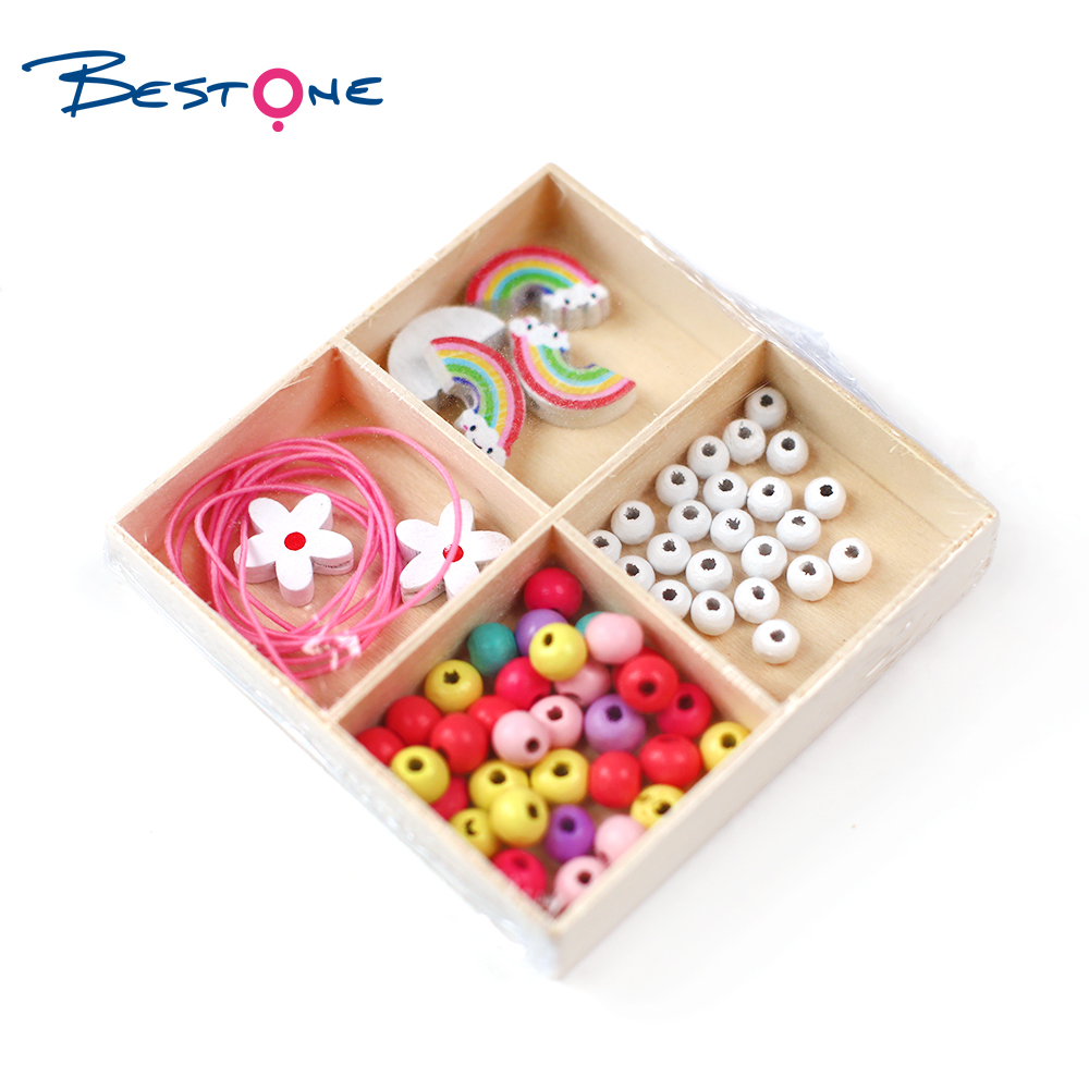 Bestone Wholesale Eco-friendly Handmade DIY Wood Beads Kids Set for Bracelet Making