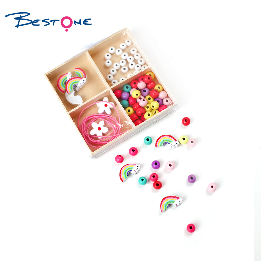 Bestone Wholesale Eco-friendly Handmade DIY Wood Beads Kids Set for Bracelet Making