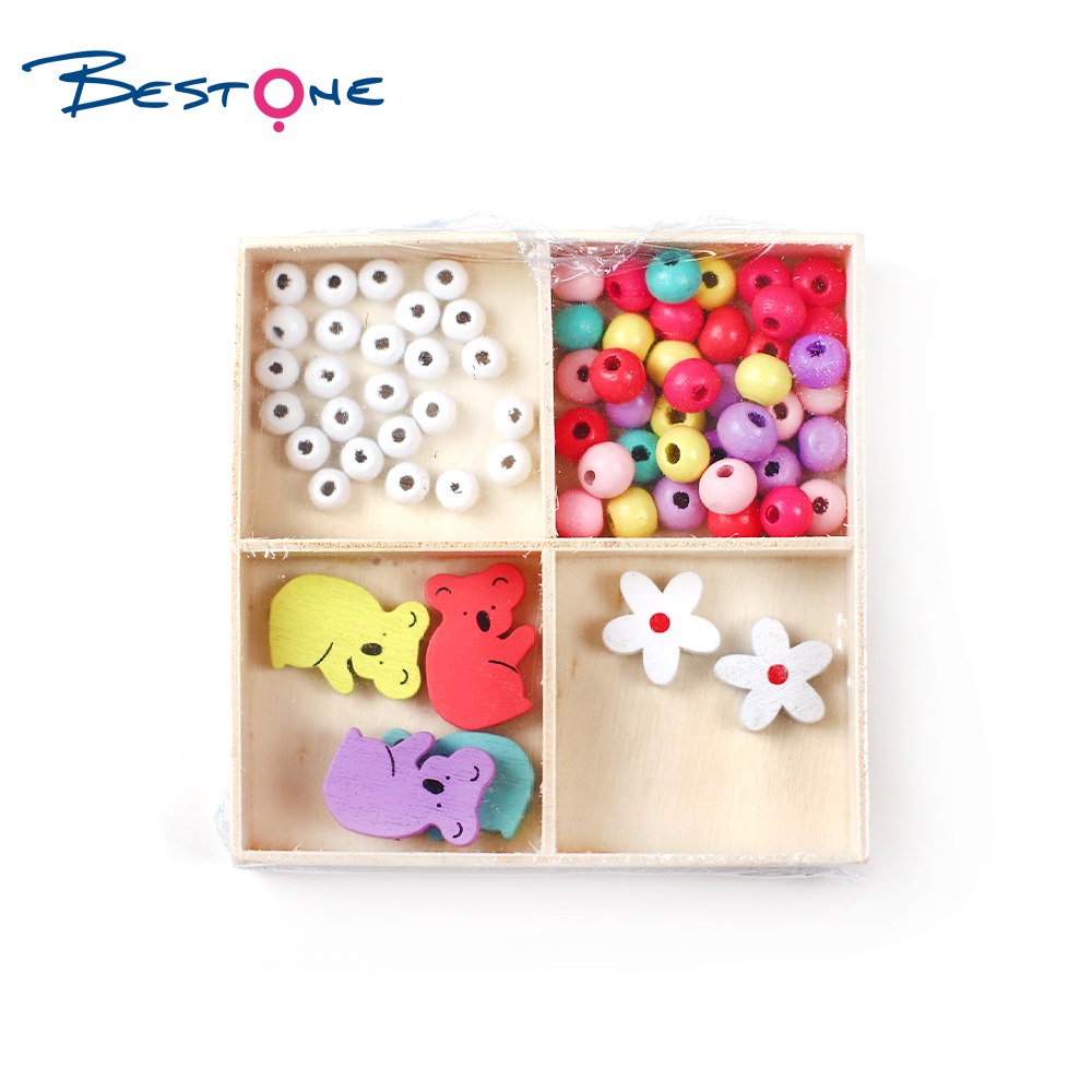 Bestone Wholesale Eco-friendly Handmade DIY Wood Beads Kids Set for Bracelet Making