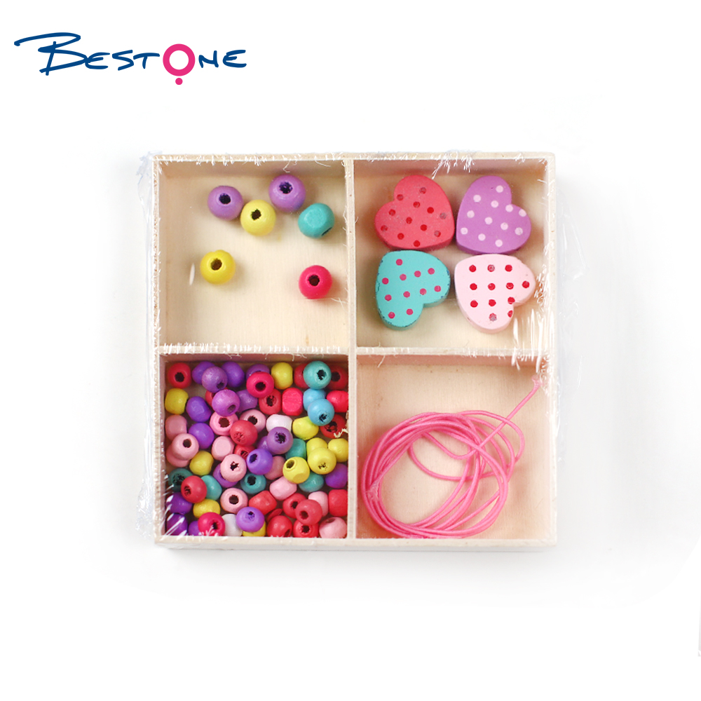 Bestone Wholesale Eco-friendly Handmade DIY Wood Beads Kids Set for Bracelet Making