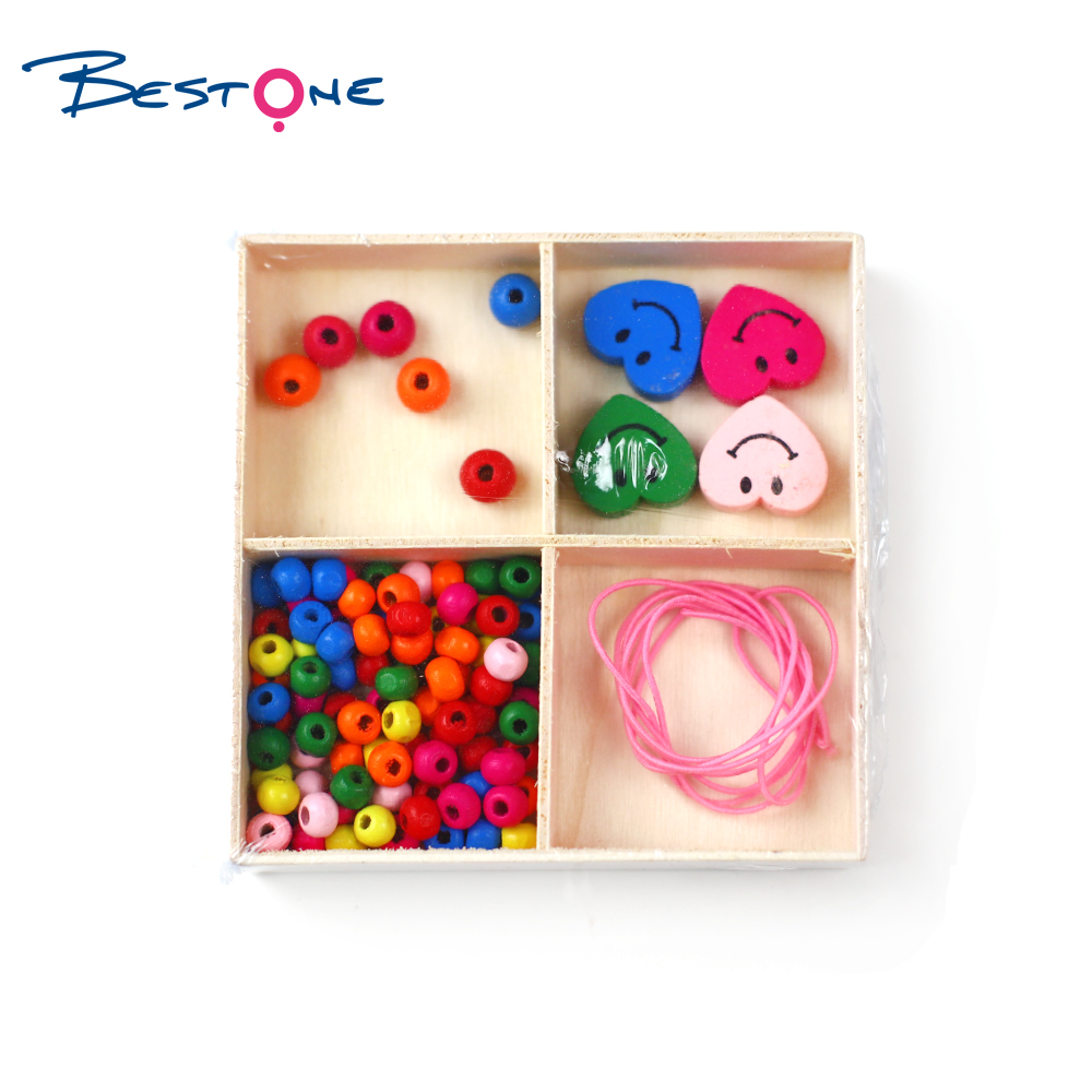 Bestone Wholesale Eco-friendly Handmade DIY Wood Beads Kids Set for Bracelet Making