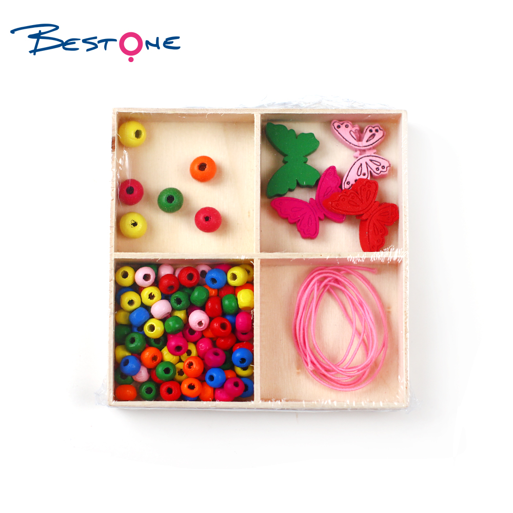 Bestone Wholesale Eco-friendly Handmade DIY Wood Beads Kids Set for Bracelet Making