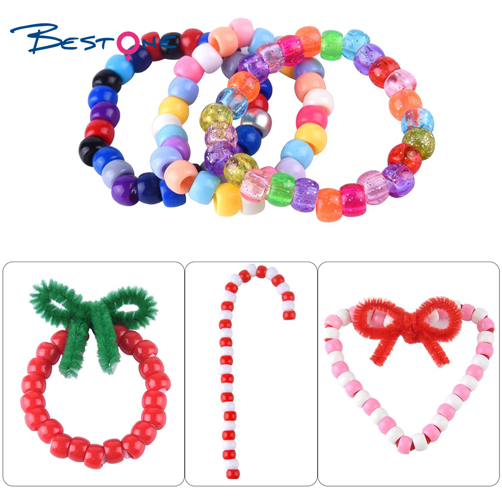 Bestone 2021 New Design Fashion Round  Multicolor Acrylic Plastic Beads Kits for Jewelry Making