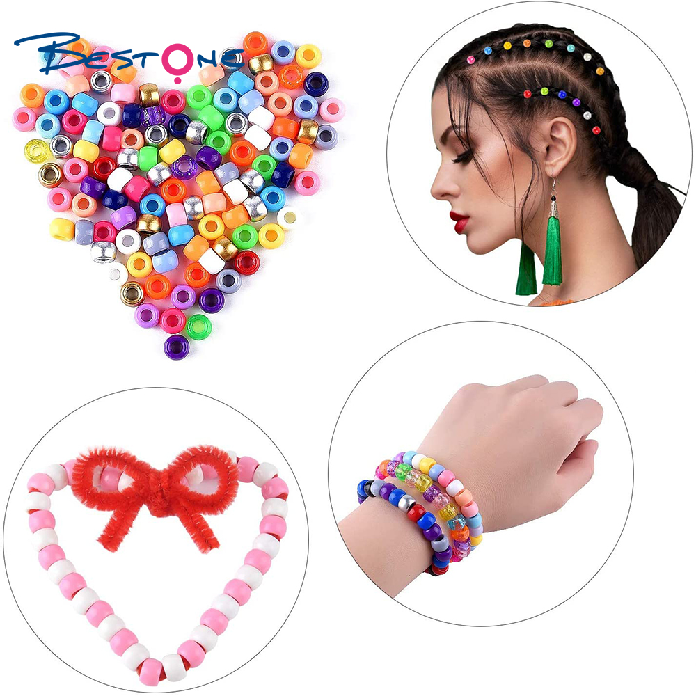 Bestone 2021 New Design Fashion Round  Multicolor Acrylic Plastic Beads Kits for Jewelry Making