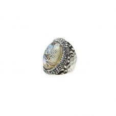 Abalone Shell Ring Imitation Rhodium