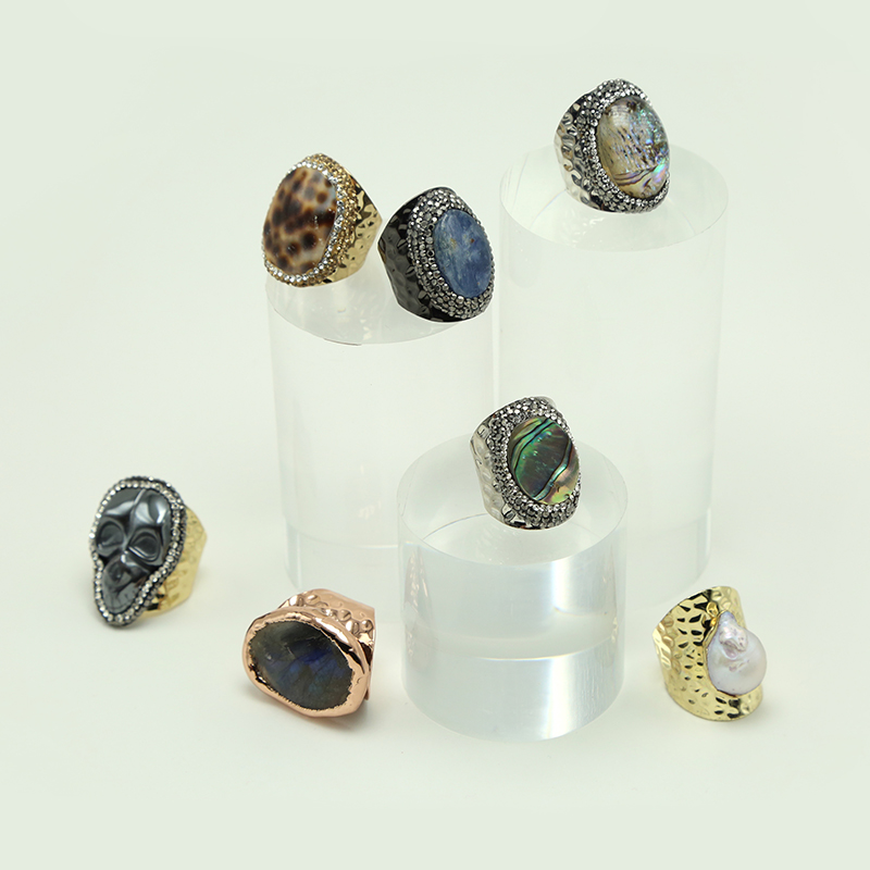 Abalone Shell Ring Imitation Rhodium