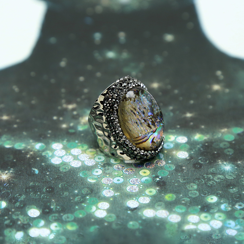 Abalone Shell Ring Imitation Rhodium