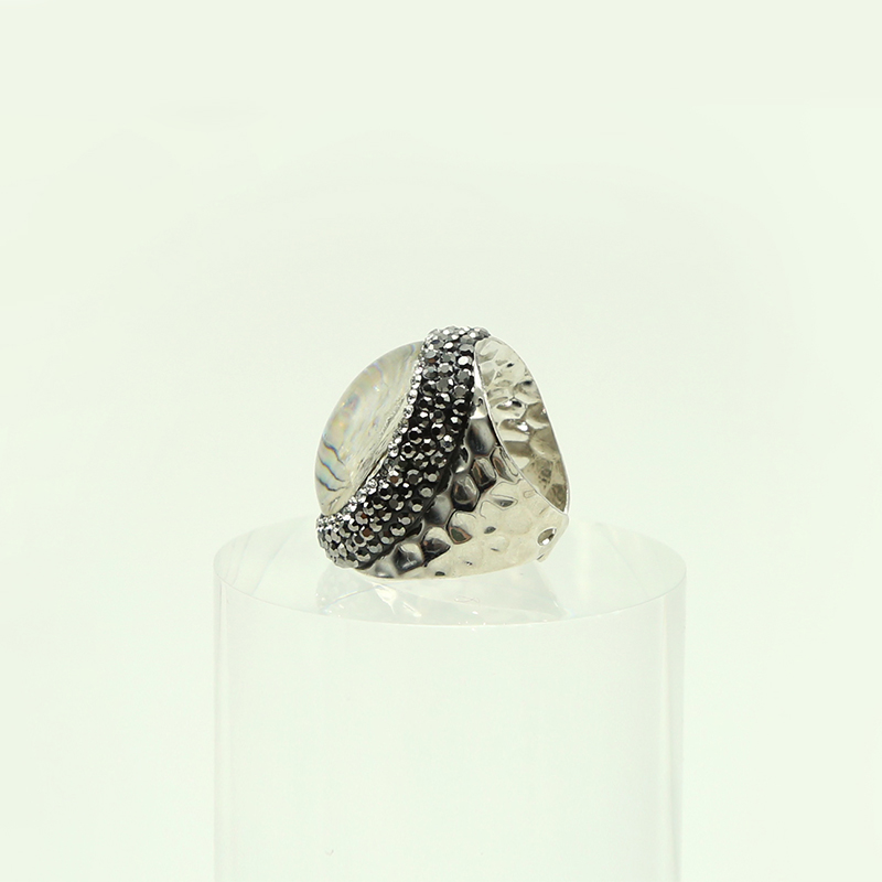 Abalone Shell Ring Imitation Rhodium