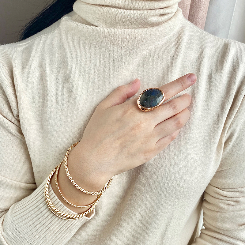 Labradorite Ring Gold Plated