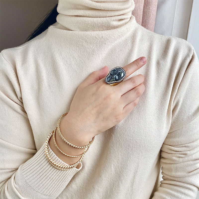 Skull Ring Hematite Ring