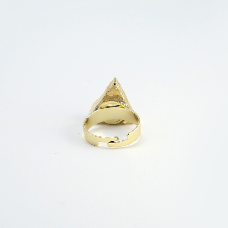 Triangle Gemstone Handmade Black Agate Druzy Ring