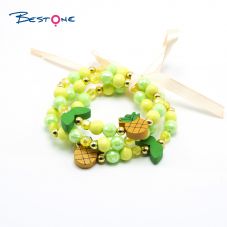 Girls Pineapples Wood Bracelets Set