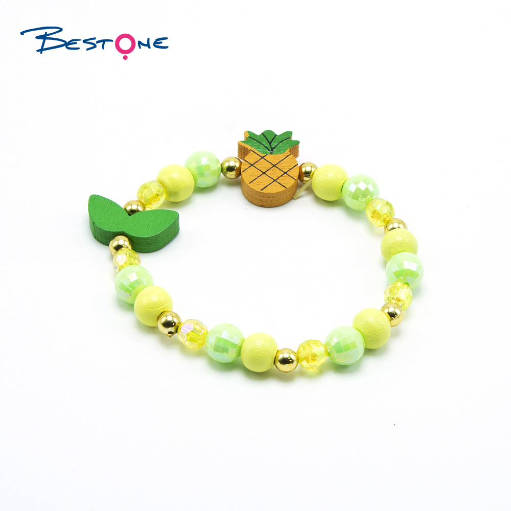 Girls Pineapples Wood Bracelets Set