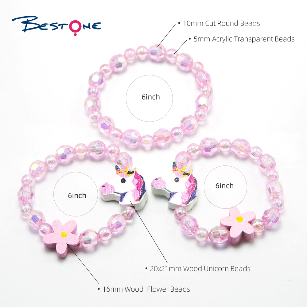 Girls Unicorns Wood Bracelets Set