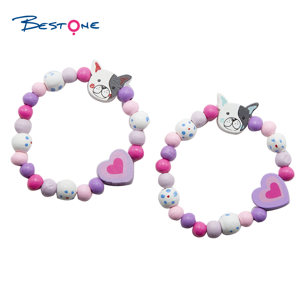 Girls Doggy Wood Bracelets Set
