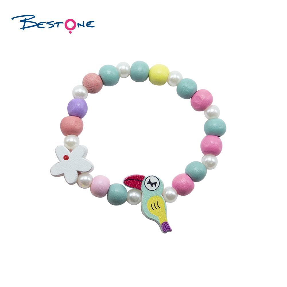 Girls Woodpecker Birds Wood Bracelets Set