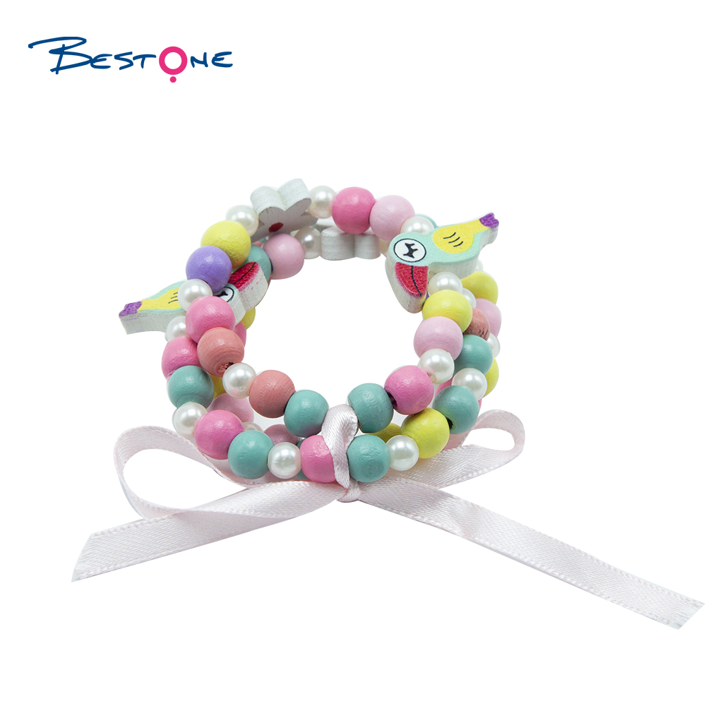 Girls Woodpecker Birds Wood Bracelets Set