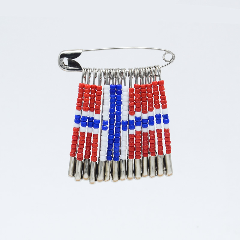 45x53mm Icelandic Flag Seed Beads Brooch Pin