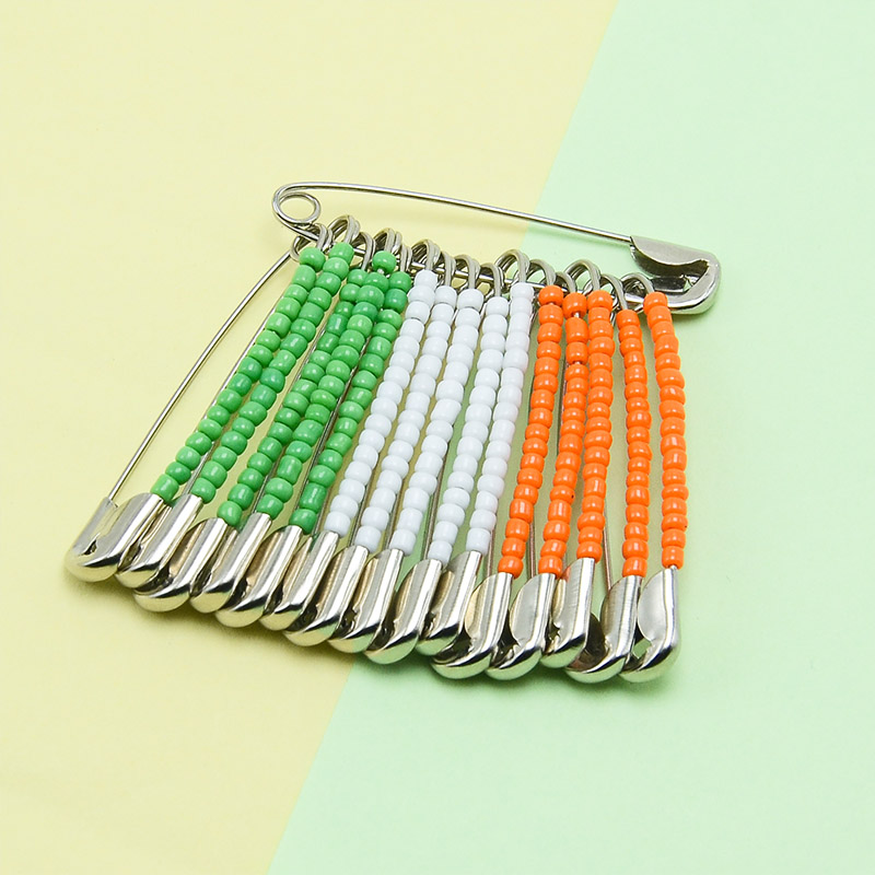 45x53mm Irish Flag Seed Beads Brooch Pin