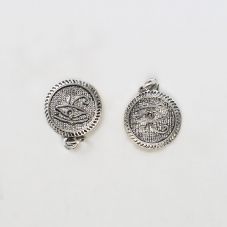 Coin with Eye Antique Silver Charm