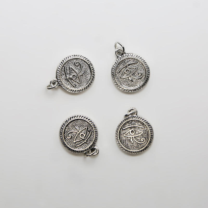 Coin with Eye Antique Silver Charm