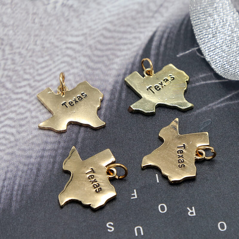 Texas 14K Real Antique Gold Plated Charm