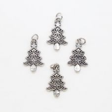 Christmas Tree Antique Silver Charm