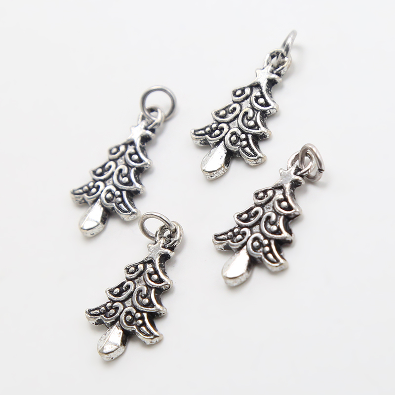 Christmas Tree Antique Silver Charm