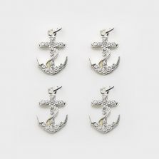 Anchor w/Rhinestones Silver Plated Charm
